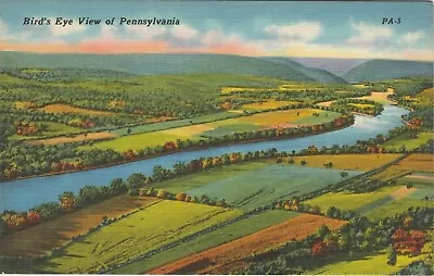 Bird's Eye View Of Pennsylvania Postcard Linen River PA-5 Mebane Card Co • $5.95