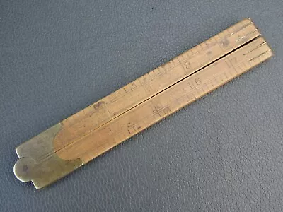 Vintage Boxwood & Brass 4 Fold 24  Rule Ruler By John Rabone & Sons • $12.45