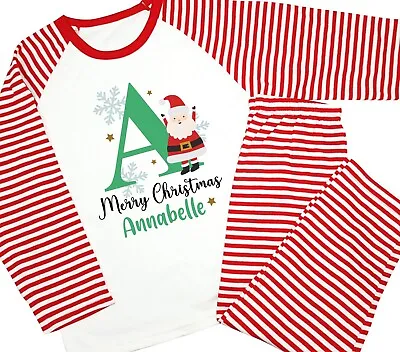 Personalised Christmas Pyjamas Childrens Red Xmas Eve Pjs Kids Any Name Gift • £14.99