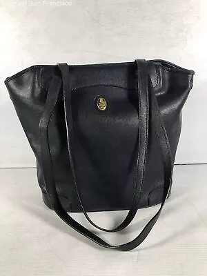 VTG Mark Cross 1845 Womens Dark Blue Leather Double Handles Large Shoulder Bag • $34.99