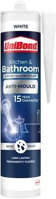 UniBond Anti-Mould White Waterproof Mould Protection Kitchen & Bathroom Sealant • £11.59