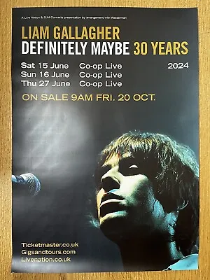 Liam Gallagher Definitely Maybe Co-Op Live Manchester 2024 Promo Gig A3 Poster • £5.99