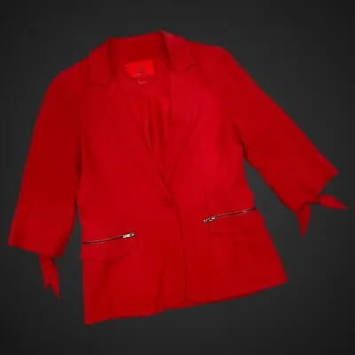 Z Spoke Zac Posen New York Red Silk Blazer Jacket Size 6 • $39