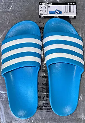 $38 • Buy Adidas Adilette Aqua Unisex Slides Solar Blue Us7