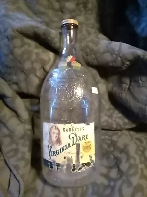 Old Bottle GARRET’S VIRGINIA DARE WHITE WINE 15” W Cap & Embossed 1 Gal Est 1835 • $39.99