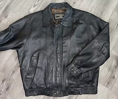 Vintage Members Only Mens Leather Jacket Size XL Black • $75