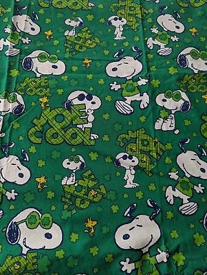 PEANUTS Snoopy Joe Cool St Patricks Day Shamrocks Cotton Fabric Approx 3 Yards • $34.99