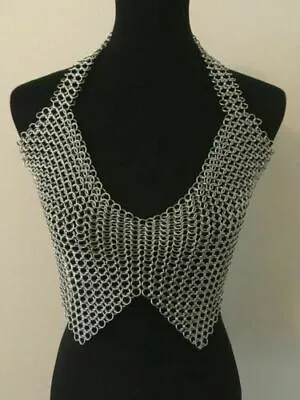 Chainmail Halter Top Aluminum Butted Armor Halter White Anodized Finish • £38.09