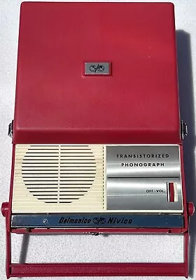 Vintage Delmonico Nivico TRP-29 Transistorized Phonograph Red White - WORKS • $325