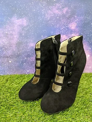 MOJO MOXY Suede Dress Ankle Booties 4.5  Black Heel Women's Shoes Size 7 • $10.58