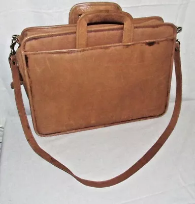 Vintage Brown Genuine Leather Briefcase Bag CrossBody Messenger Business Travel • $72.99