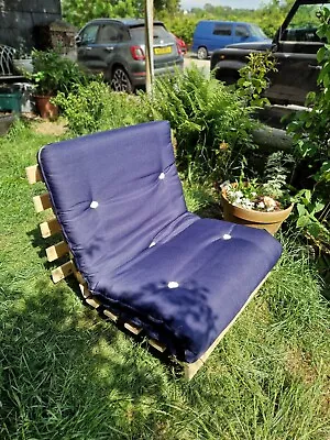 £40 • Buy Single Size Wooden Based Blue Futon