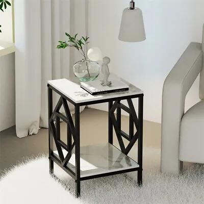 $109.95 • Buy Sofa Side Table End Table Marble Bedside 2 Tier Storage Stand Creative Design AU