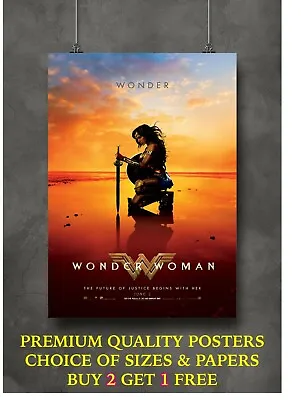 Wonder Woman Super Hero Classic Movie Large Poster Art Print Gift A0 A1 A2 A3 A4 • £5.15