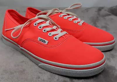 Vans Authentic Lo Pro Sneakers Womens 7.5 Canvas Bright Neon Coral Fluorescent • $19.99