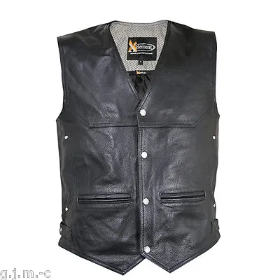 $49.99 • Buy Xelement XS1927 Men's Premium Leather 4 Snap Motorcycle Vest Room For Patches
