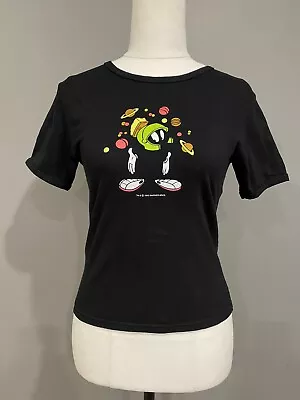 MARVIN THE MARTIAN Black Vintage 1995 Tshirt Size Small Cropped • $34.99