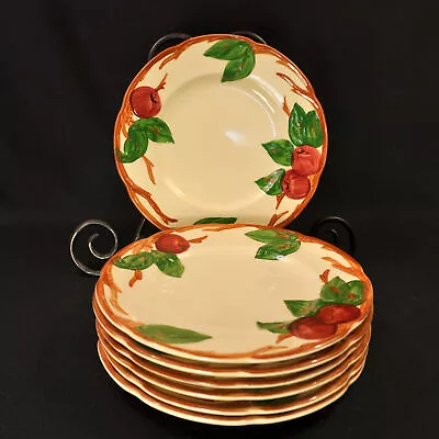 Franciscan Apple Set Of 7 Salad Plates 8  Embossed 1958-1966 USA Red Green Brown • £80.94