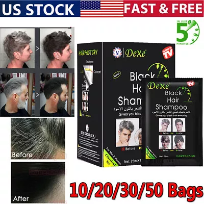 Dexe Instant 5-Min Black Hair Dye Black Shampoo White Become Black Hair Color US • $12.95