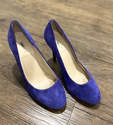 J Crew Womens Shoes Size 9 Purple Solid Pumps Suede Stiletto Heels Vintage Italy • $28.99