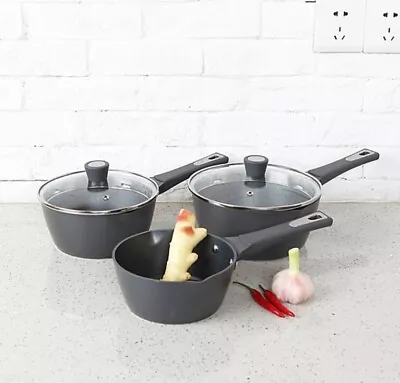 Gino D'Acampo Non-Stick Saucepan Set 20cm 18cm (16cm No Lid) All Hobs Induction • £38.99