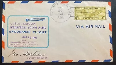 1934 BakerField USA USS MACON Airship ZRS5 Zeppelin Endurance Flight Cover • $39.99