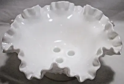 Fenton WHITE MILK GLASS HOBNAIL: 8-in. Flower Epergne Bowl: EXC: NR • $9.99
