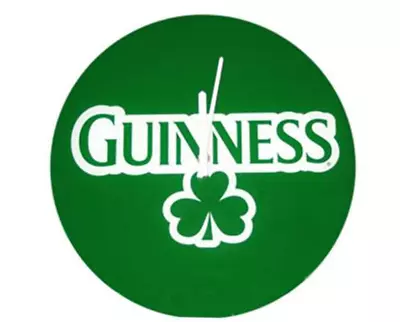 Guinness SHAMROCK Logo 13.75  Bar Pup Wall Clock Green Beer Officially Licensed • $29.87