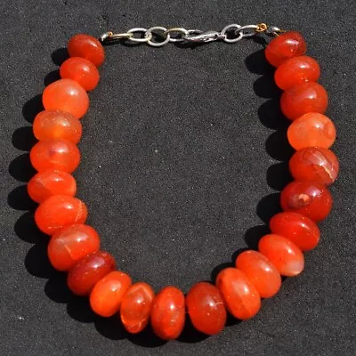 $9.90 • Buy 218 Cts Round Shape Orange Carnelian Beaded Superb Pattern Bracelet AK 40 E471