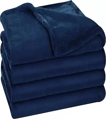 Utopia Bedding Fleece Blanket Full Size Navy 300GSM Luxury Fuzzy Soft Anti-Stati • $42.37