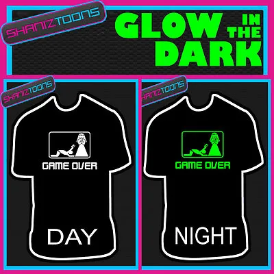 Game Over Groom Stag Party Funny Wedding Gift Glow In The Dark Printed Tshirt • £10.93