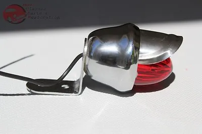 $14.04 • Buy Custom Chrome Mini Red Lens Bullet Marker Accent Light W Visor Hot Rat Rod New