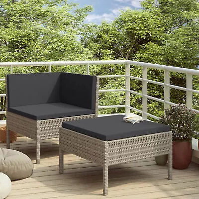 2 Piece Garden  Set With Cushions Poly Rattan Grey S1G3 • $358.99