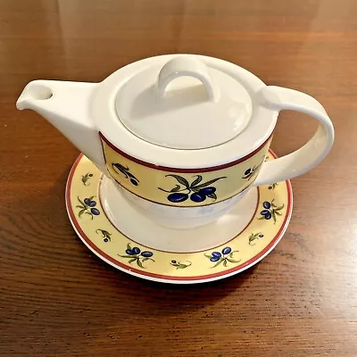 Villeroy & Boch Vavro Tea Pot W/Lid & Underplate Le Sud Olives Restaurant Ware • $14.98