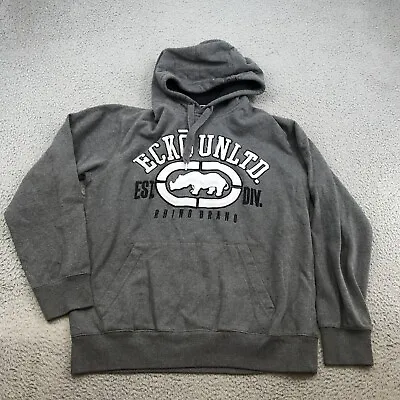 Ecko Unltd Sweater Adult Large Gray Graphic Y2K Pullover Hoodie 45072 • $16.99