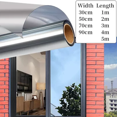 £3.16 • Buy Mirror Reflective One Way Mirror Window Film Tint Foil Home Privacy Glass Solar
