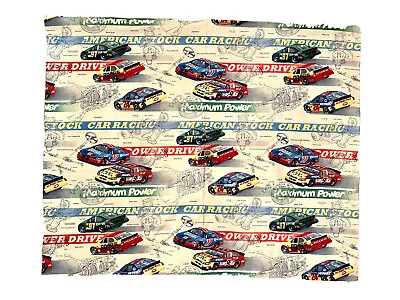 Vintage Sports Racing Car Thick Fabric Cloth For Crafts 46”x74” Raw Hem • $14.98