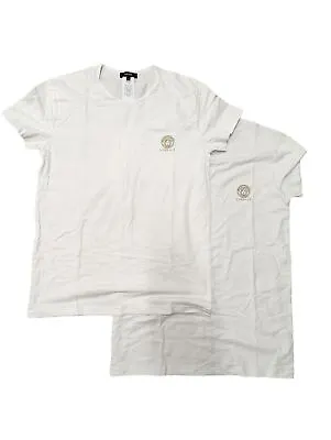 VERSACE White T-Shirts 2 Pack Small Chest Logo Short Sleeve Size L NEW RRP 105 • £59.85