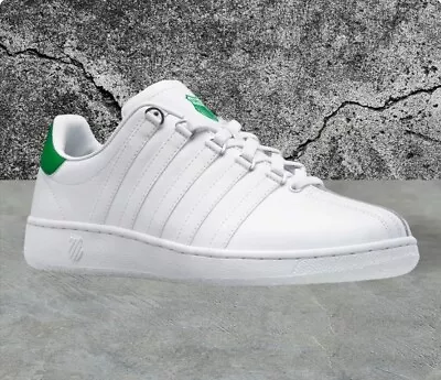 K-Swiss Classic  Mens VN Shoes 80's Sneaker 07321-168-M White Green Leather 9.5  • $71.95