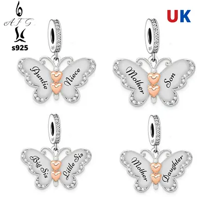 S925 Butterfly Pendant Charm Family Mum Mother Sister Daughter Nan Niece AFG • £19.99