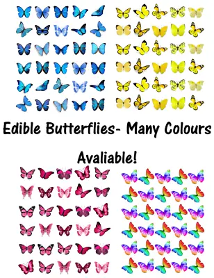 Butterflies Many Colours Edible Cupcake Toppers Edible Wafer Paper Fairy Cake  • £2.70