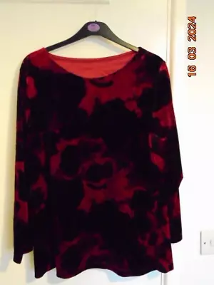 Marks & Spencer Ladies Tunic/Top. Size 20. Black & Red. Velour. Used • £8