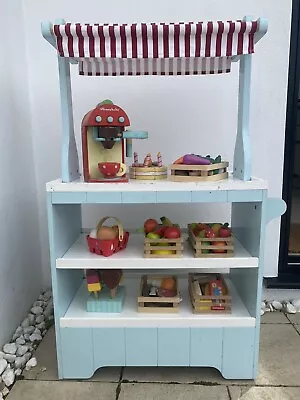 Great Little Trading Company Market Stall & Huge Le Toy Van Play Food Bundle • £60