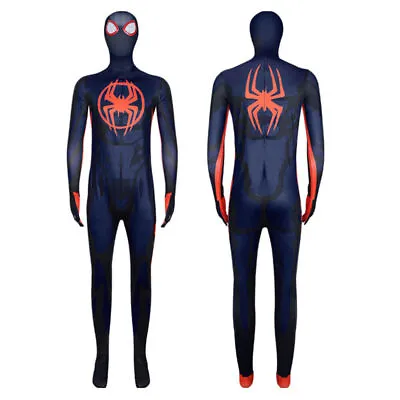 Miles Morales Spiderman Hero Costume Adult Men Into The Spider-Verse Cosplay UK • £19.85