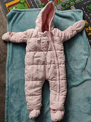 Baby Girls Rose Pink Snowsuit/Pram Suit 6-9months • £4