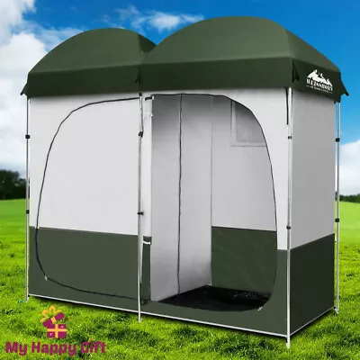Weisshorn Double Camping Shower Toilet Tent Outdoor Portable Change Room Green • $96.99