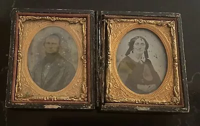 Fresh To Market 9th Plate Daguerreotype (or Ambro) Photos Of Woman & Man In Case • $15.50