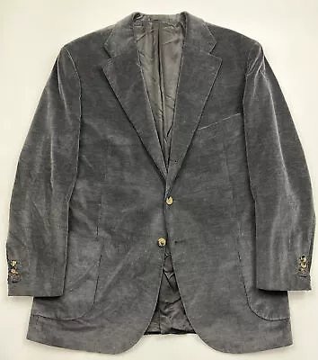 $245 • Buy DOMENICO VACCA Gray Corduroy Blazer Sport Coat Jacket Patch Pocket Dual Vent 1/1