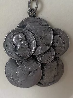 Vintage Swank Necklace Brutalist Coin Pendant • $34.99