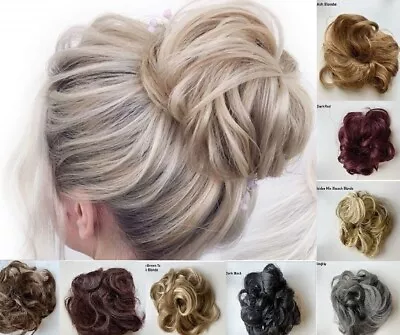£3.68 • Buy Curly Messy Bun Hair Piece Scrunchie Updo Fake Hair Extensions Real As Human UK